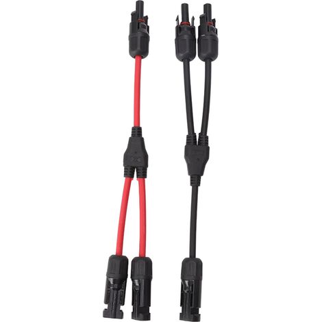 connecteurs solaires en Y, répartiteur 1 vers 2, adaptateur parallèle photovoltaïque, câble, fiche, 1000 V CC, rouge et noir (1/5)
