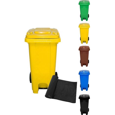 Cubo de Basura 120 Litros con Pedal y Ruedas Contenedor de Basura Robusto con PEDAL (1/5)