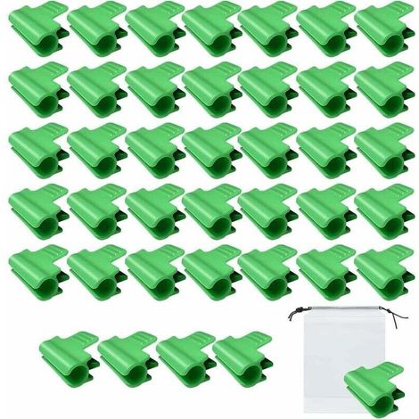 Verpackung mit 40 Clips für Gartengewächshäuser, Clips für Schattierungsrohre und 1 Beutel mit Kordelzug für saisonale Pflanzenstützen, Gartennetze, Zubehör für Schattierungstücher (11 mm)