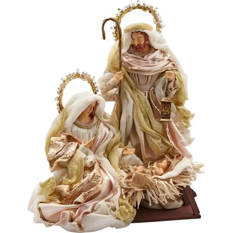 Natività monoblocco statue per presepe con vestiti in tessuto h 50 cm