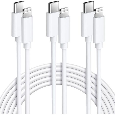 Lot de 3 Câbles USB C vers Lightning 2M Charge iPhone Rapide MFi Certifié Cable Chargeur iPhone USB C pour iPhone 13 12 Mini A151 (1/4)