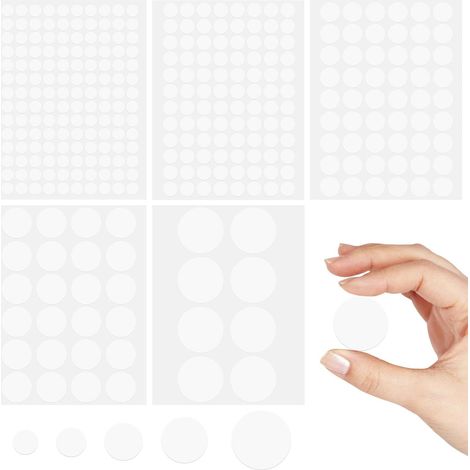 HENGBIRD Packung mit 322 weißen Schraubenabdeckungen, Durchmesser 12 mm/15 mm/21 mm/30 mm/50 mm, Schraubenabdeckungen, runde Aufkleber, selbstklebende Schraubenkappen, Aufkleber, Aufkleber für Wände, (1/5)