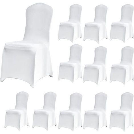 12-Piece Stretch Chair Cover Set, Universal, Removable, Washable, Durable for Dining Room, Home, Hotel, Restaurant, Office, Party, Banquet, Kitchen, Wedding Decoration, Pure White (chairs not included (1/5)