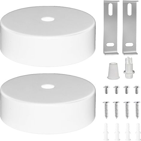2 pièces Baldachin métal blanc 80 x 25 mm Baldachin lampe blanc Deckenbaldachin Baldachin lampe Klemmnippel en métal (1/5)
