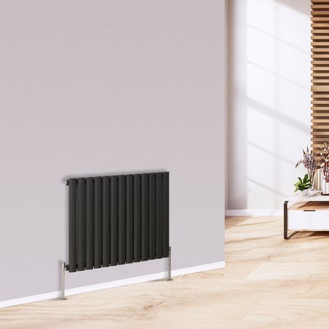Warmehaus Horizontal Radiator Oval Single Anthracite 600 x 768mm (1/5)