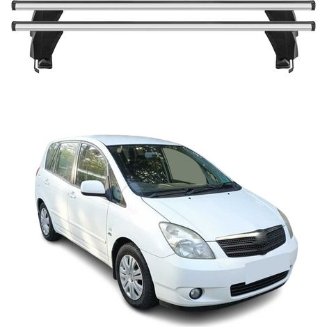 OMAC Barres de toit transversales en aluminium pour Toyota Corolla Verso 2001-2004 – Antivol – Rainure en T – Testées City Crash – Charge Max 50 kg Argent (1/4)