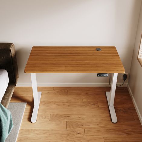 ELEGANT Standing Desk 120 x 60cm, Sit-Stand Convertible, Electric Height Adjustment 70-115cm, Walnut Wood Color
