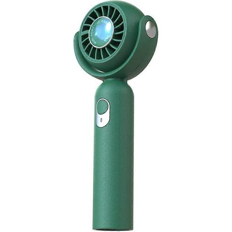 Mini ventilateur portable rechargeable et élégant, avec batterie 2000 mAh, base et cordon - Vert (1/5)