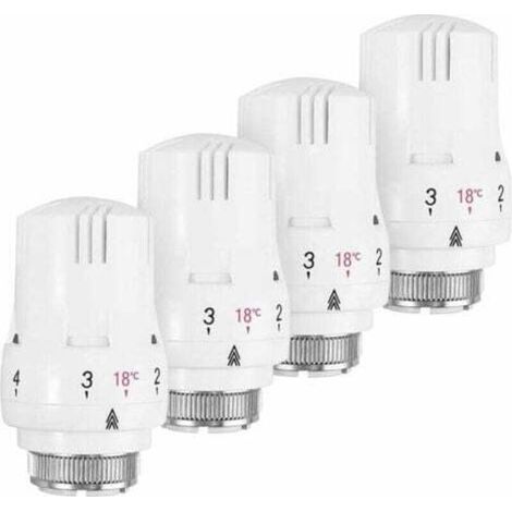 Juego de 4 válvulas termostáticas para radiador – Conexión M30 x 1.5 – 5 niveles de ajuste – Función anticongelante y sensor de nivel de líquido