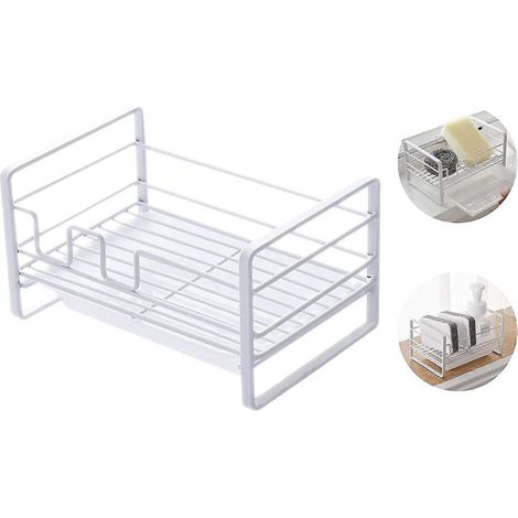 Porte-savon avec égouttoir, étagère de rangement pour éponge, lavabo, comptoir de cuisine ou salle de bain avec plateau égouttoir (1/5)