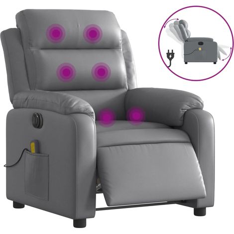 Maison Exclusive - Massagesessel Elektrisch Grau Kunstleder