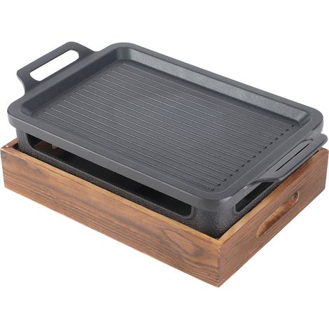 Barbecue de table portable avec base en bois antiadhésive, réchaud à alcool compact, idéal pour les restaurants, la maison et le camping. (1/5)