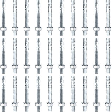 30 Pcs Goujon Ancrage M10 x 100 mm, Goujons d'Ancrage, Boulons à Expansion, Vis d'Expansions, Boulon d'Ancrages, Cheville Beton pour Béton Pierre Fenêtres Machines Poutres (1/5)