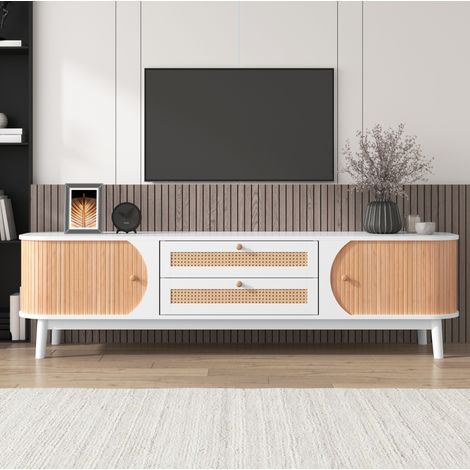Mueble TV con puerta y cajones en blanco OKMYHOME (1/5)