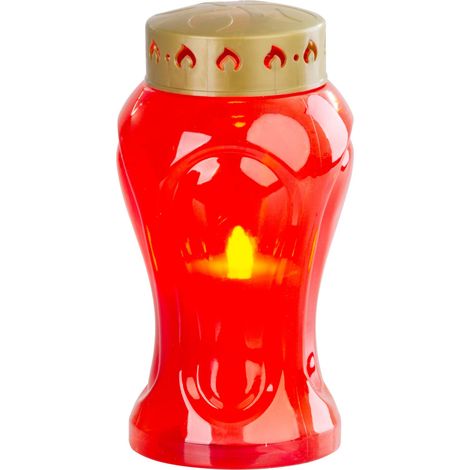 Grablicht MagicHome TG-26, mit LED-Kerze, für Grab, rot, 17 cm, (Bestandteil der Packung 2xAA) (1/4)