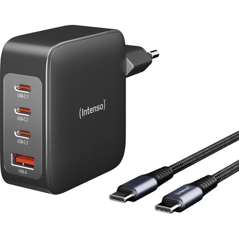 INTENSO USB-Lader 7814010, 140 W, 4-fach, 3xUSB-C, 1xUSB-A, GaN, schwarz (1/5)