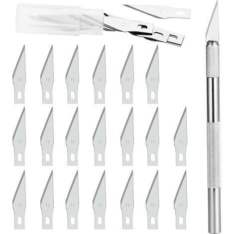 Précision Cutter 1 Scalpel avec 20 Lames  Cutter de Précision Couteau pour Découpe Bricolage, Travail d'Art, Spéléologie, Sculpture, Loisirs DIY (1/5)