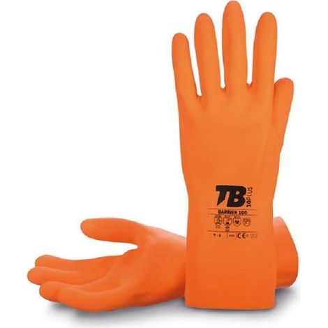 guante latex natural naranja flocado 30cm talla 8-10 t/guante talla xl-10
