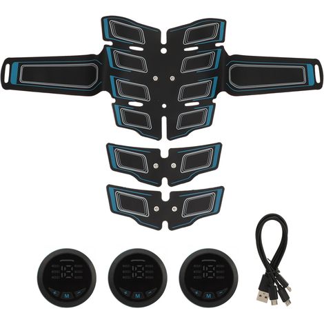 Ceinture abdominale avec 3 unités principales, 6 modes et 15 intensités réglables, stimulateur d’abdos portable pour salle de sport à domicile. (1/5)