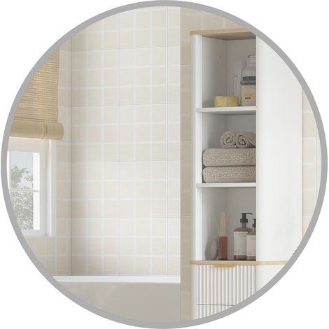 Specchio da parete decorativo con cornice, 61 x 1 x 61 cm, argento (1/5)