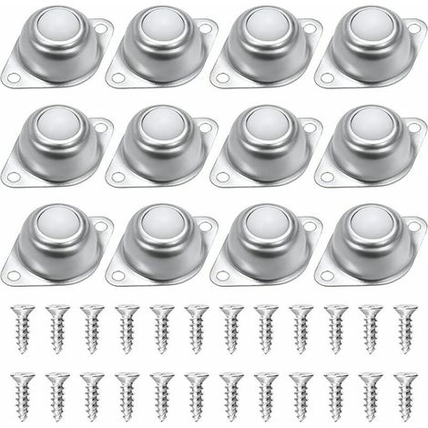 VURAHOME - Roulettes Billes pour Meubles,Lot de 12 Transfert Billes,Rouleaux Billes en Nylon et en Acier Inoxydable,Avec 24 vis,pour Chariot Bagages Coulissant, Meubles, Fauteuil Roulant Livr,Vers (1/5)