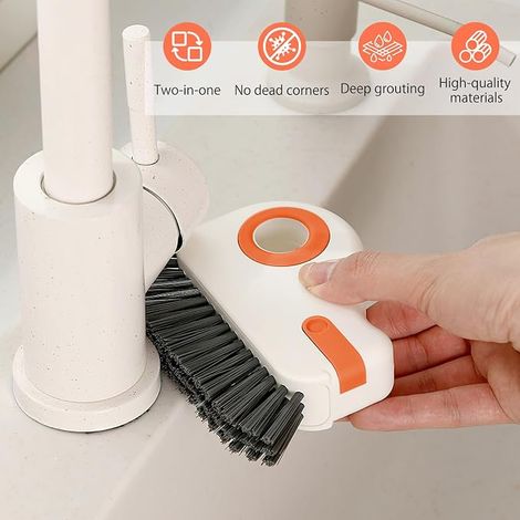 Window Groove Cleaning Brush, Window Frame Cleaning Brush, Multi-function Cleaning Brush, Grout Cleaning Brush with Hard Bristles and Hidden Scraper (1/4)