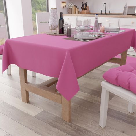 Nappe de Table, de Cuisine, en Coton, Couleur Unie, carrée, Fuchsia, pour 4 Places (140 x 140 cm) (1/4)