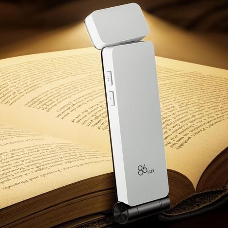 Rechargeable Reading Lamp, Ultra-Light LED Light with 3 Amber Colors and Continuously Dimmable Brightness for Nighttime Reading for Book Lovers, Children, White (1/5)