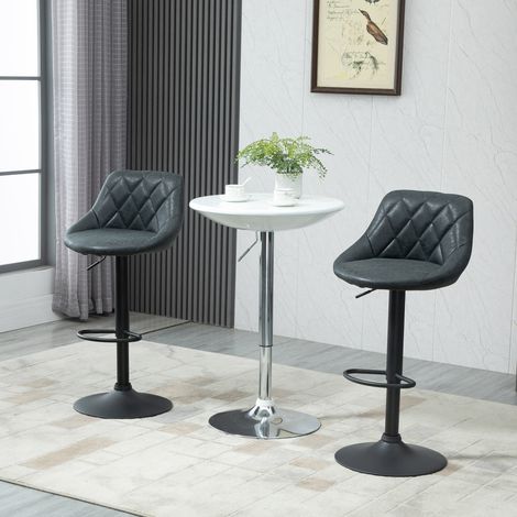 Noir - Ensemble de 2 tabourets pivotants doté de fauteuils modernes hauts à hauteur réglable avec base ronde et repose-pieds 46x48x83-104 cm (1/4)