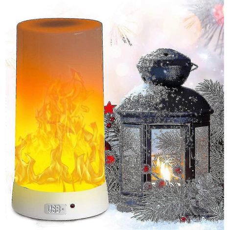 Lampe à flamme LED, veilleuse flamme rechargeable USB, lampe de bureau/table étanche avec base magnétique et crochet en métal pour les fêtes de Noël, en intérieur/extérieur (1/5)