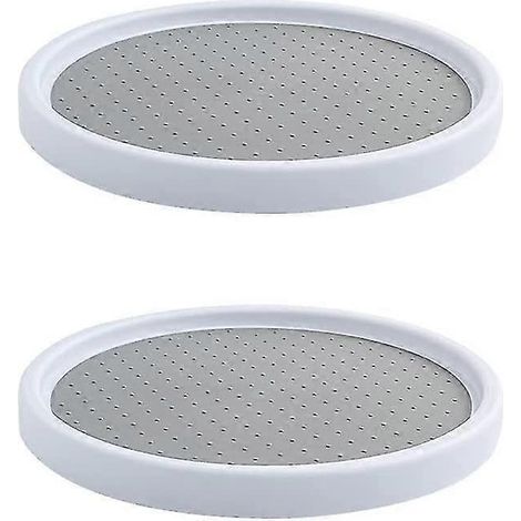 Étagère à épices à 2 niveaux pour placard, plateau tournant pour épices et condiments, rangement de cuisine, plateau rond (1/4)