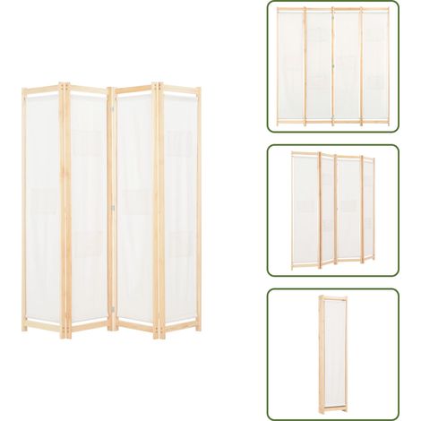 Divisore decorativo - vidaXL Divisorio a 4 Pannelli Crema 160x170x4 cm in Tessuto -