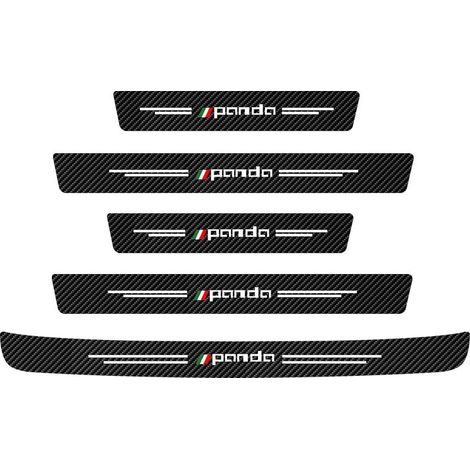 (Panda) Lot de 5 protections de seuil de porte en fibre de carbone pour Fiat Panda : protections de pare-chocs arrière et de coffre,autocollants en cuir Accessoires inclus (1/3)