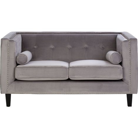 Premier Housewares Felisa 2 Seat Grey Velvet Sofa (1/5)