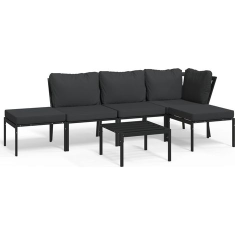 Maison Exclusive - Set Salotto da Giardino 6pz con Cuscini Grigi in Acciaio (1/5)