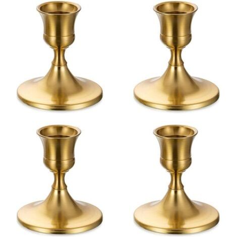 Piccolo candelabro dorato - Set di 4 candelabri decorativi in metallo per matrimoni, candele a colonna, decorazioni natalizie per la casa, calendario dell'Avvento, centrotavola moderno