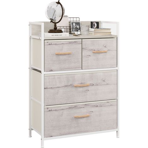 HOMCOM Bedroom Chest of Drawers 4 Drawer Dresser w/ Shelf, Natural