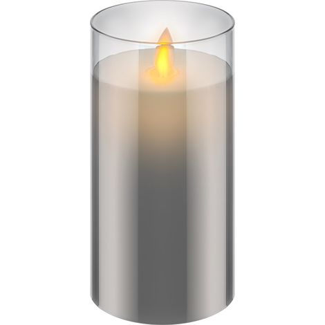 goobay 60372 Vela LED de cera real en vidrio / 15cm de altura/Velas sin llama con llama móvil/Velas a pilas/Decoración de mesa con LEDs/Velas LED con temporizador