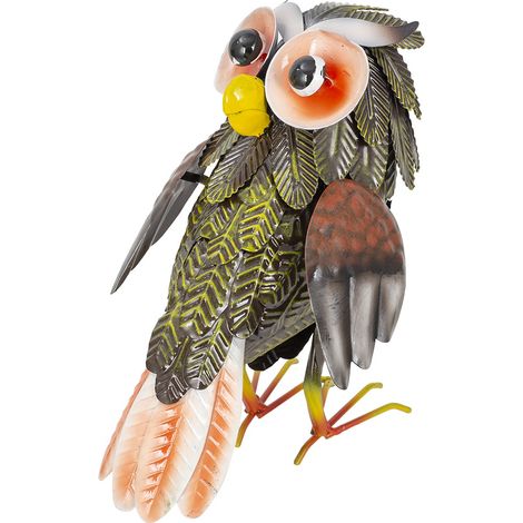 Statue de hibou en métal étanche de 23 cm - Figurine décorative amusante pour jardin, pelouse, cour (marron) (1/5)
