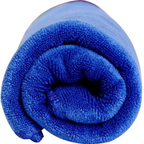 Serviette en microfibre pour sécher les cheveux, super absorbante (bleue) (1/5)