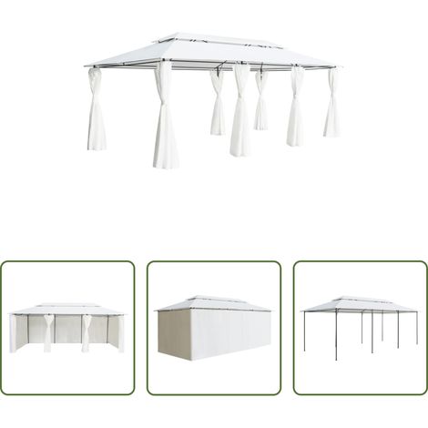 Abri de jardin - Belvédère avec rideaux 600x298x270 cm Blanc 180 g/m² (1/5)