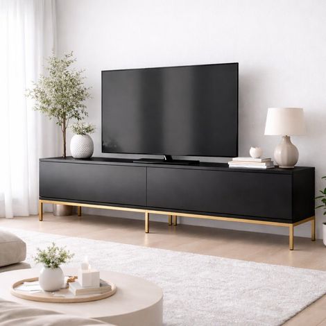 TV-Möbel Lord Schwarzgold Melamin 180x47x30 cm