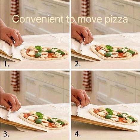 Pelle à pizza - Bois - Glissante - Avec poignée - Anti-adhésive - Amovible (1/4)
