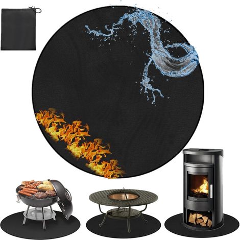 Tapis Barbecue Sol Exterieur, 97cm Tapis de Brasero Résistant à Chaleur, Rond Tapis Ignifuge pour Barbecue, Cuisson Anti-Feu pour Protection de Cheminée, BBQ, Pelouse et Camping (1/5)