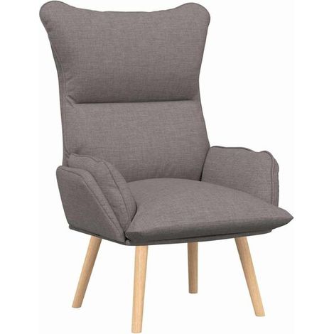 Fauteuil gris-brun, 69 x 74 x 93 cm, tissu et contreplaqué. (1/5)