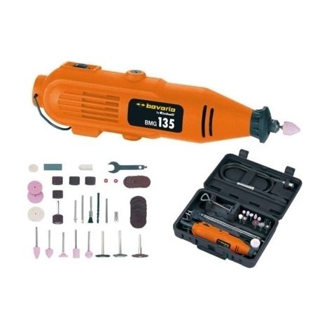 Miniutensile rotativo/Minitrapano 135W tipo Mini Drill con 45 accessori + supporto verticale da banco in valigetta Bavaria by Einhell - BMG 135 KIT