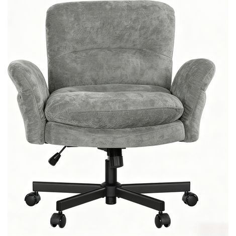 Silla de oficina giratoria con reposabrazos gris chenilla metal 150 kg (1/5)