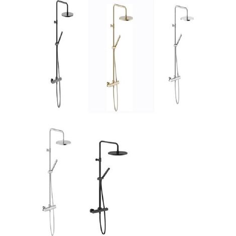 Nobili – Colonne de douche thermostatique – Finition métal chromé brillant – Pomme de tête 250 mm – Longueur flexible 150 cm – Blocage de sécurité 38 °C (1/5)
