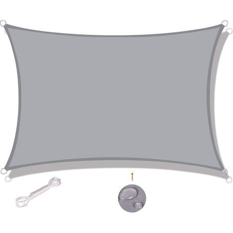 Rectangular Shade Sail, 3x3m, Waterproof and UV Resistant, Gray (1/5)