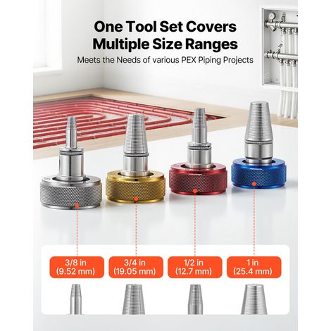 Outil d'Expansion de Tubes PEX Manuel Élargisseur de Tuyau PEX pour Système Chauffage Radiant, Plomberie, Compatible avec Tube 9,52… (1/5)